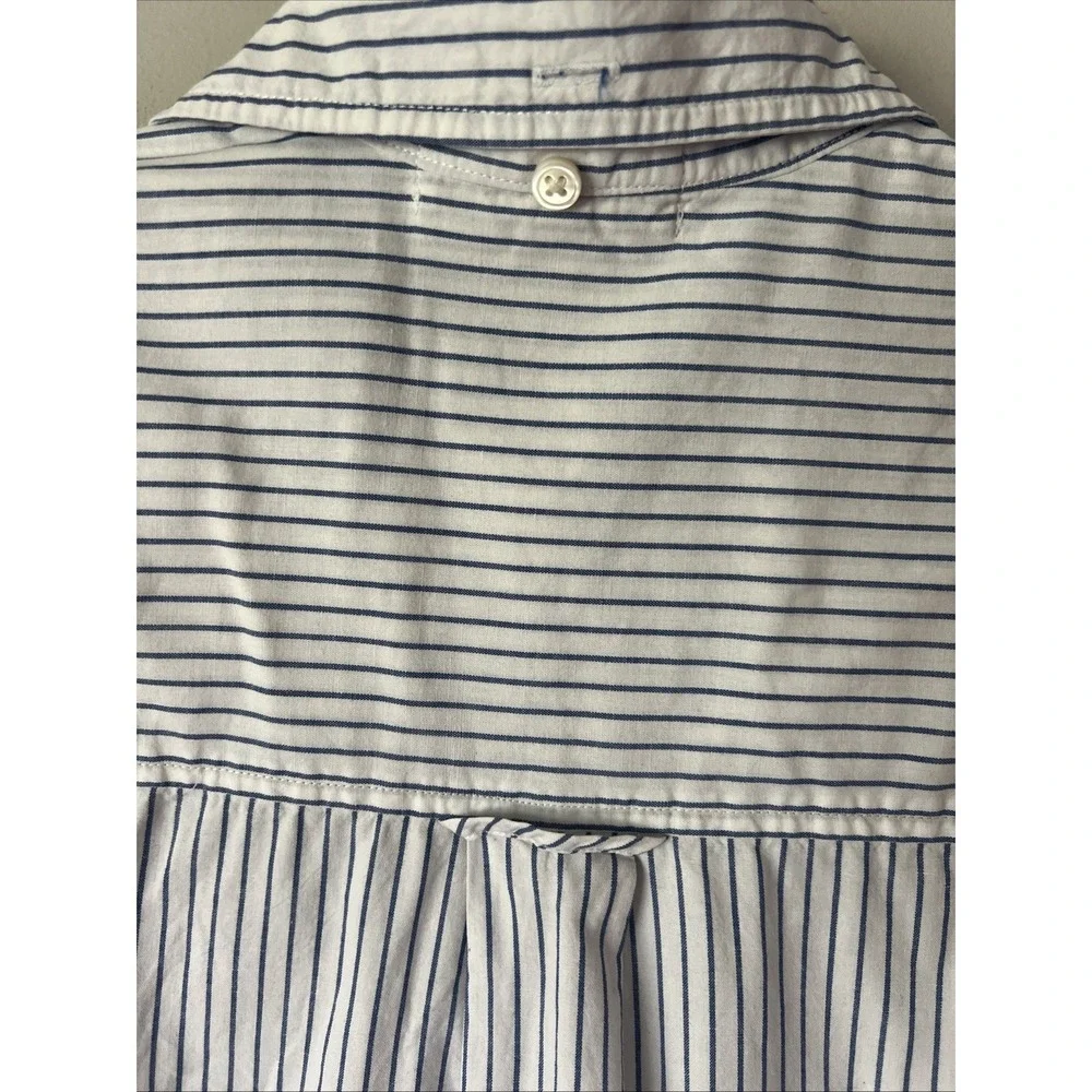 Alex Mill Women's Size S Button Up Short Sleeve Shirt White Blue Stripe Summer